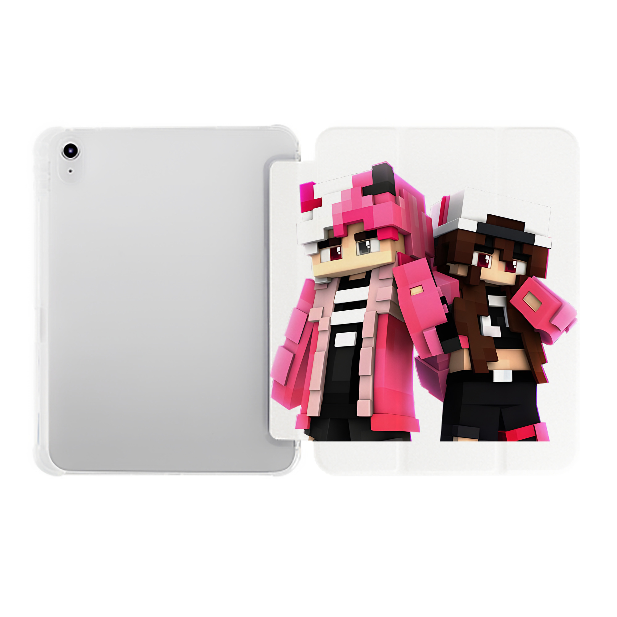 （画像用） マインクラフト ブロックの世界 Minecraft MC Block world IPad ケース ペン収納付き 三つ折りスタンド PUレザー×シリコン 対応機種9.5/10.5/10.9インチ